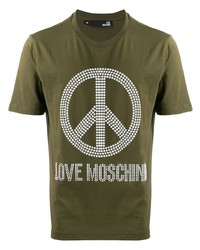 Olive Embellished Crew-neck T-shirt