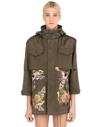 Antonio Marras Floral Embellished Cotton Field Jacket