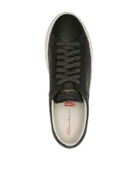 Santoni Logo Print Contrasting Sole Leather Sneakers