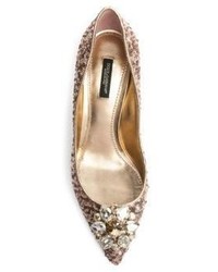 Dolce & Gabbana Crystal Embellished Paillette Point Toe Pumps