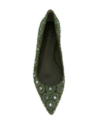 Tory Burch Embellished Pointed Ballerina Shoes