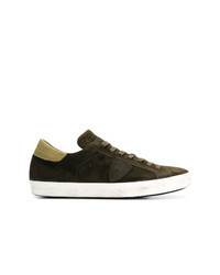 Olive Embellished Suede Low Top Sneakers