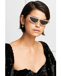 Gucci Cat Eye Faux Pearl Embellished Gold Tone Sunglasses