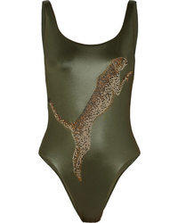 Olive Embellished Swimsuit