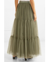 Brunello Cucinelli Tiered Bead Embellished Tulle Skirt