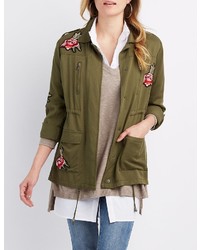 Charlotte Russe Rose Patch Anorak Jacket