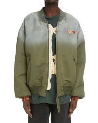 Acne Studios Spray Paint Bomber Jacket In Olive Green At Nordstrom