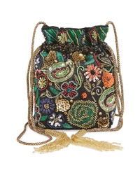 Olive Embroidered Bucket Bag