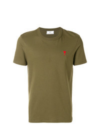 Olive Embroidered Crew-neck T-shirt