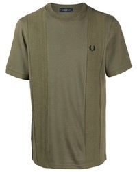 Fred Perry Logo Embroidered Panelled T Shirt