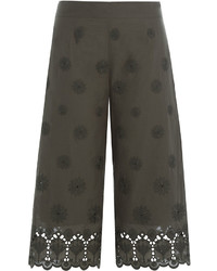 Olive Embroidered Culottes