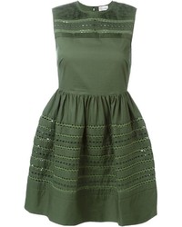 Olive Embroidered Dress