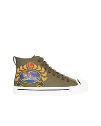 Burberry Embroidered Archive Logo High Top Sneakers