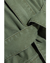 Saint Laurent Embroidered Cotton Gabardine Field Jacket Army Green