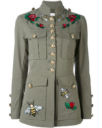 Ash Embroidered Patch Military Jacket