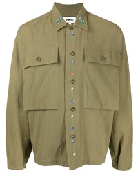 YMC Military Floral Embroidered Shirt