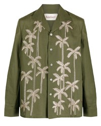 Baziszt Palm Tree Embroidered Long Sleeve Shirt