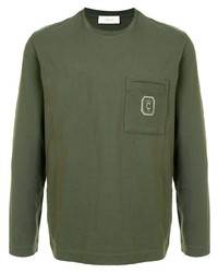 Olive Embroidered Long Sleeve T-Shirt