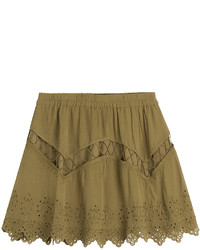 Olive Embroidered Mini Skirt