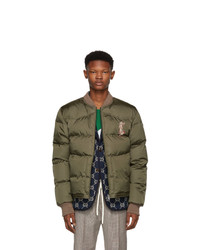 Gucci Green Embroidered Down Jacket