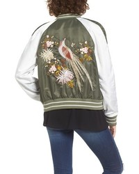 Glamorous Embroidered Satin Bomber Jacket