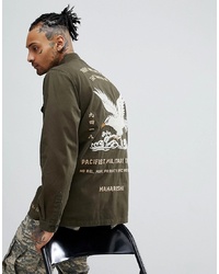 Maharishi Tour Shirt With Eagle Embroidery In Olive