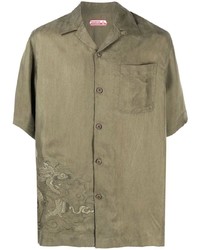 Maharishi Embroidered Design Short Sleeve Shirt