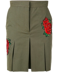 EACH X OTHER Rose Embroidered Khaki Shorts