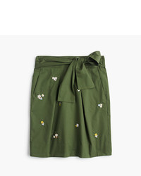 Olive Embroidered Skirt