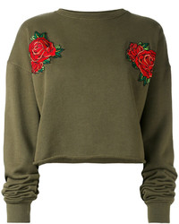 EACH X OTHER Rose Embroidered Cropped Sweatshirt