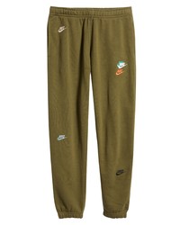 Olive Embroidered Sweatpants