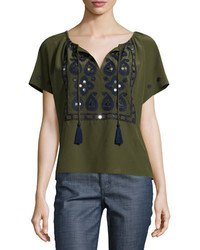 Olive Embroidered Tank