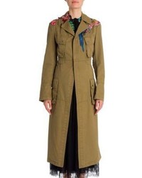 Olive Embroidered Trenchcoat