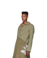 Greg Lauren Green 5050 Army Tweed Trench Coat