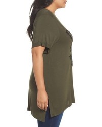Melissa McCarthy Plus Size Seven7 Embroidered Roll Sleeve Tunic