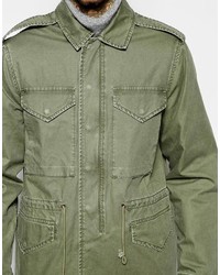 Asos Brand Military M65 Jacket With Drawstring In Khaki