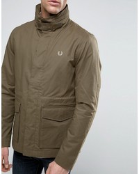 Fred Perry Field Jacket Concealed Hood In Olive