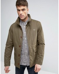 Fred Perry Field Jacket Concealed Hood In Olive