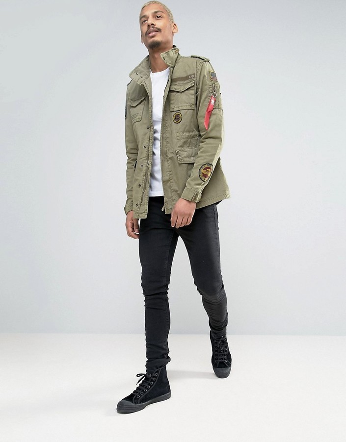 Alpha Industries In $117 | Field Asos Lookastic M65 Patches Green, With | Jacket