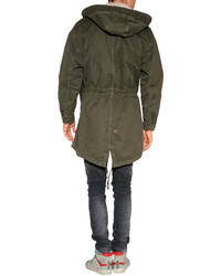 Neil Barrett Cotton Parka With Shearling In Old Military
