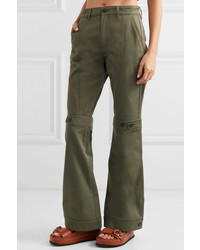 Loewe Button Detailed Cotton Twill Flared Pants