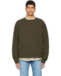 Olive Fleece Crew-neck Sweater