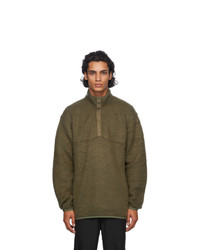 Olive Fleece Mock-Neck Sweater