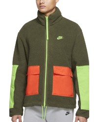 Nike Sportswear Sport Essentials Recycled Fleece Jacket In Rough Greenorange At Nordstrom
