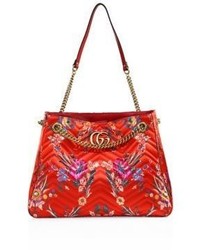 Gucci Medium Gg Marmont Matelasse Floral Jacquard Chain Shoulder Bag