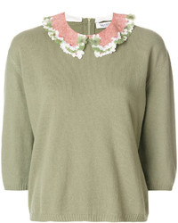 Valentino Floral Collar Knit Top