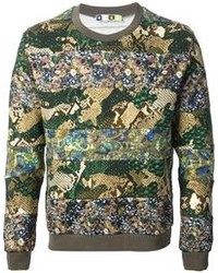 Olive Floral Crew-neck Sweater