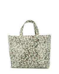 Olive Floral Leather Tote Bag