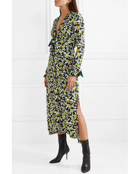 Proenza Schouler Tie Detailed Floral Print Tte Midi Dress