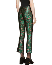 Prada Green Floral Jacquard Cropped Trousers